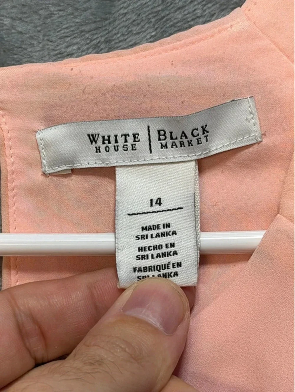 White House Black Market Dress Womens 14 Peach Pink Chiffon High Neck Trapeze